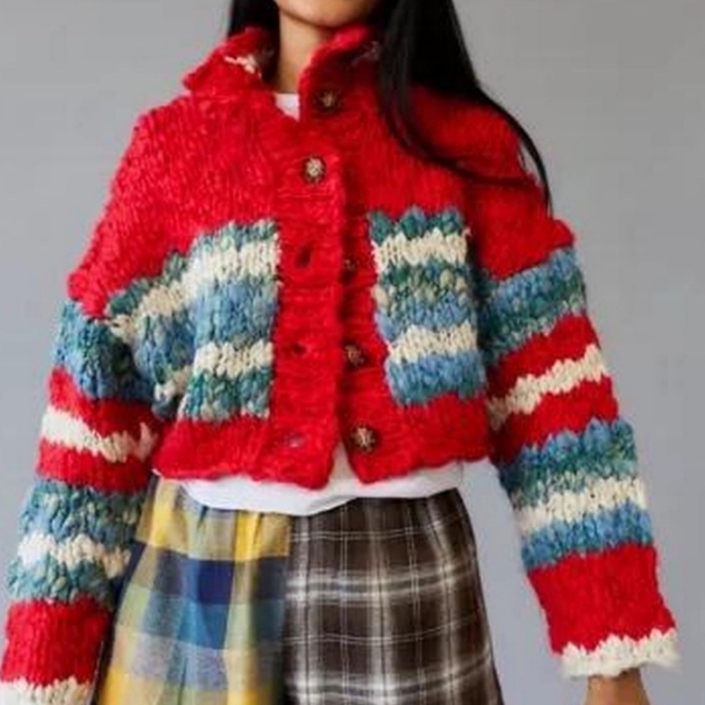 URBAN OUTFITTERS BDG Cropped Chunky Cardigan Sweater - Picture 6 of 8